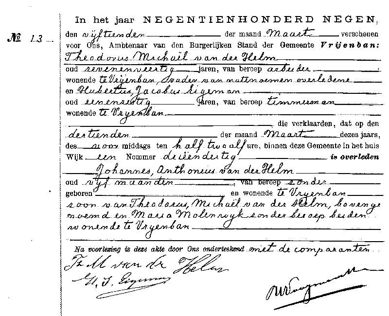 19090313 ovl akte 13 Johannes A zv TM vd Helm - M Molenwijk